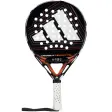 Adidas Cross IT Team CTRL 2026 padelracket i svart med vita och orange linjer och vitt grepp, framsidan