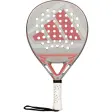 Adidas Cross IT Team Light 2026 padelracket i silvergrått med korallrosa Adidas-ränder och vitt grepp