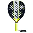 Babolat Counter Origin 2025 padelracket i svart med vit mittrand, gula detaljer och gult grepp