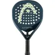 HEAD Extreme Pro 2025 padelracket i mörkt blågrått med ljusgul HEAD-logotyp och svart grepp, sedd framifrån