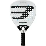 Bullpadel Vertex 05 2026 padelracket i vitt med svart rutmönstrad Bullpadel-logotyp och svart grepp