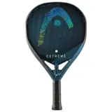 HEAD Extreme One X 2025 padelracket i mörkblått med skimrande holografisk HEAD-logotyp och svart grepp