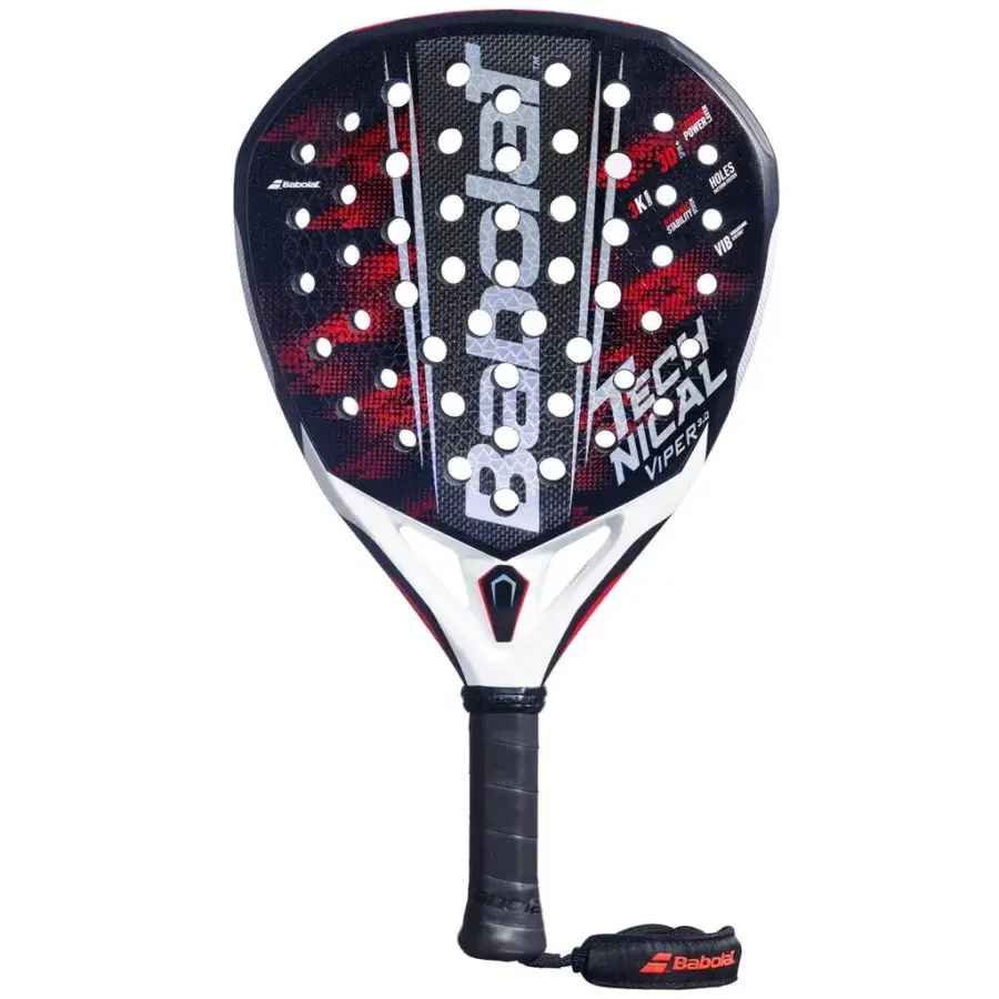 Babolat Technical Viper 2026 padelracket i svart och rött med vit hals och svart grepp, framifrån