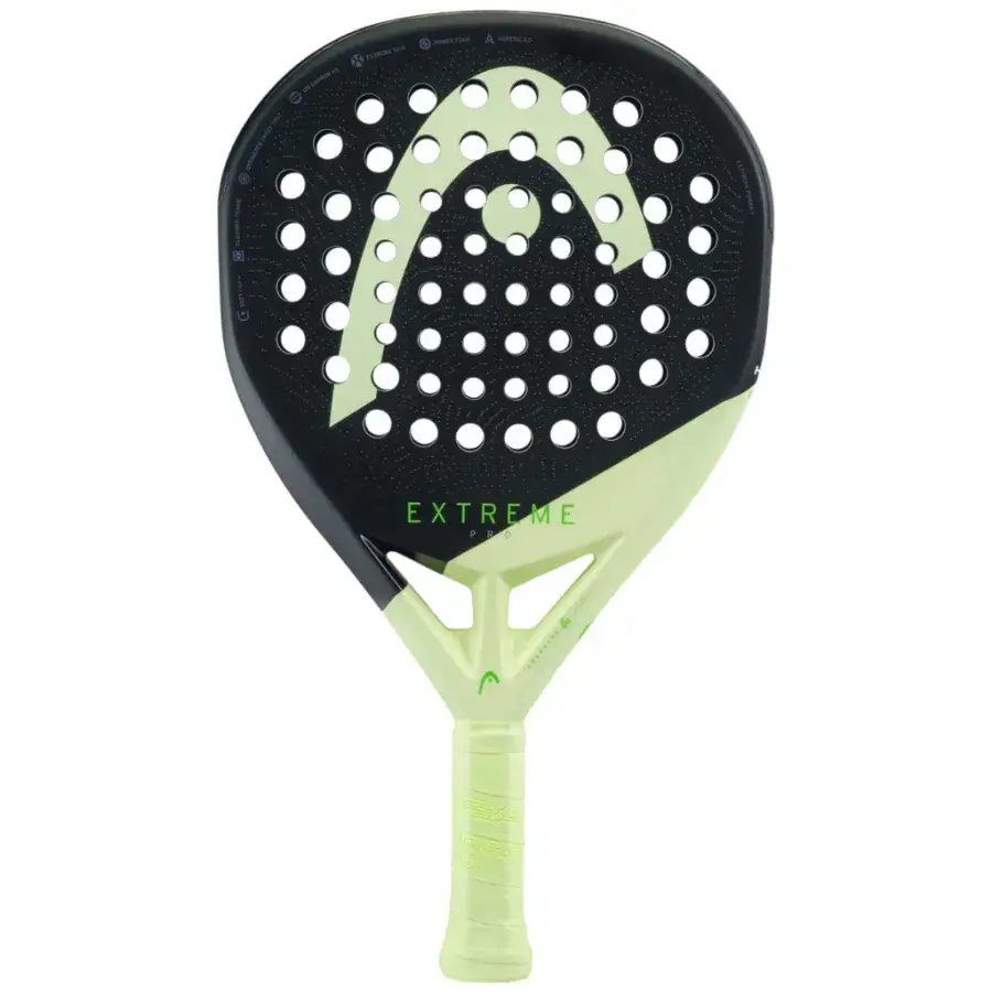 HEAD Extreme Pro 2026 padelracket med diamantform i svart och ljusgrönt, sedd framifrån med stor HEAD-logotyp
