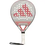 Adidas Cross IT Team Light 2026 padelracket i silvergrått med korallrosa Adidas-ränder och vitt grepp
