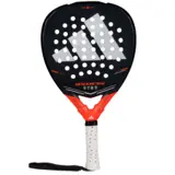 Adidas Metalbone Team 2026 padelracket i svart med orange hals och vitt grepp, framsidan